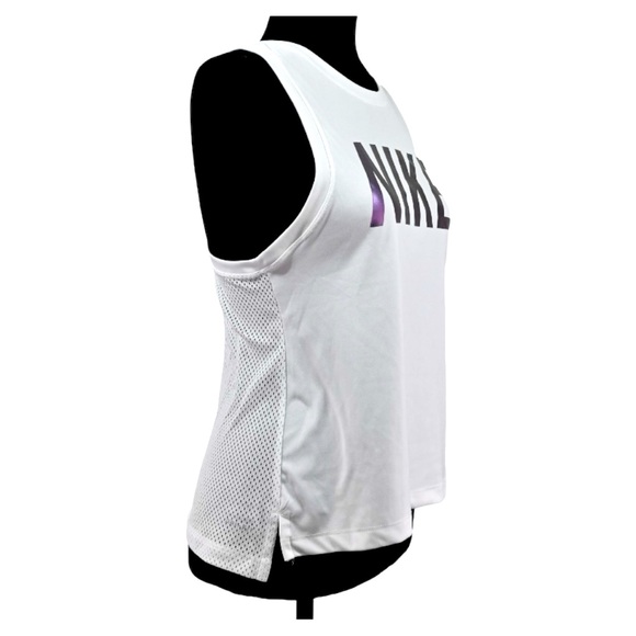 Nike Dri-Fit Running Sleeveless Tee in White Size Small - Picture 2 of 4